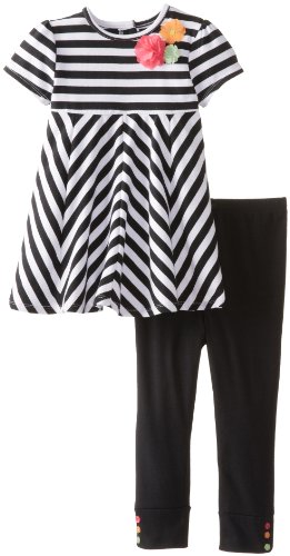 Image of Little Me Baby Girls' Black and White Legging Set