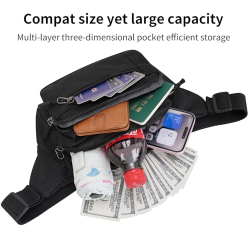 Bauchtasche für Herren Damen wasserdichte Gürteltasche mit 5 Einzelfächern Hüfttaschen für Reise Wanderung Hundespaziergänge und Outdoor-Aktivität