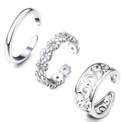 Besteel 3Pcs Toe Rings for Women Girls Adjustable Open Toe Ring Gifts Jewelry Set