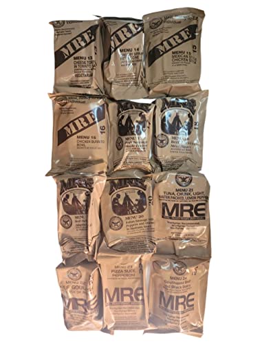 Genuine U.S. Military Surplus Ready to Eat Meals (12 Packs) Inspection Date 01/2024 or Better - Case Type A or Type B. Manufactured by Wornick, Sopacko or Ameriqual.