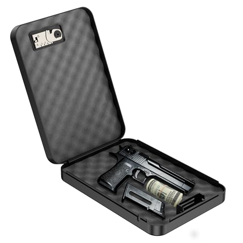 MJ Storafe Portable Pistol Safe, Travel Car Gun Safe,Small Handgun Lock Box, Gun Safes for Cars, Black (XLarge Com) by MJ Storafe - Image 2
