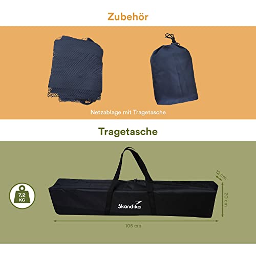 Skandika Tobro składany stół bambusowy z półką z siatki, 100 x 65 cm, 3-stopniowa regulacja wysokości w zakresie 45 – 65 cm, aluminium i drewno, lekki, odporny na warunki atmosferyczne i promieniowanie UV, do użytku na zewnątrz