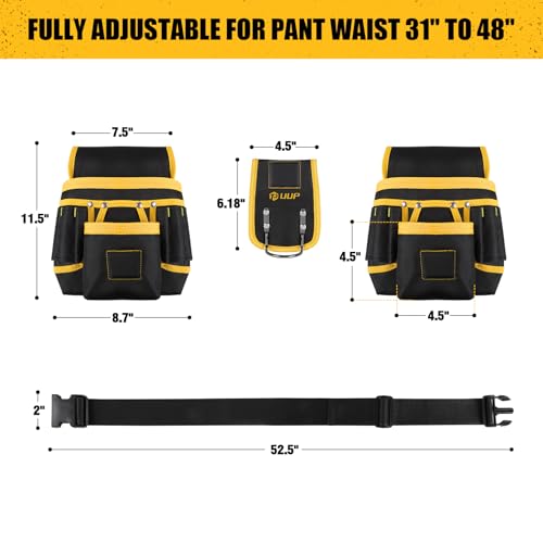 Magnetic Tool Belt for Men, 26 Pockets Heavy Duty Tool Pouch, Magnet Holster Nail Utility Toolbelt Detachable Adjustable Waist Holder for Handyman Contractor Mechanic Plumber Roofer Carpentry Dad Gift by UUP - Image 2