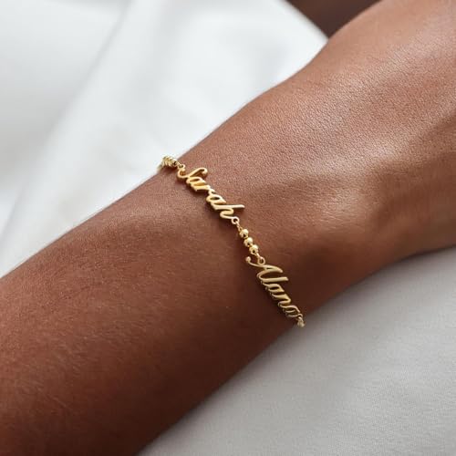 Bracelet prénom et perle d'espacement Hongyu en argent pour enfants - 2