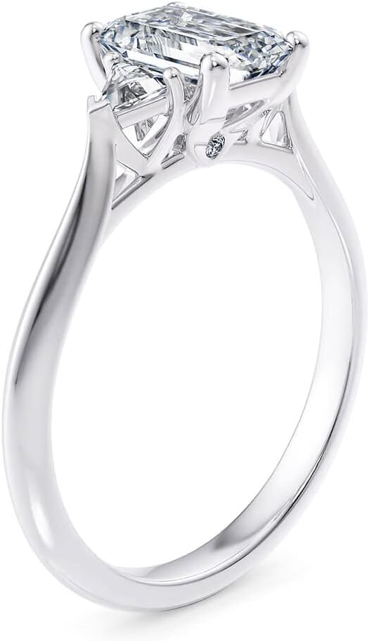 Engagement Ring 2 CT Moissanite 3 Stone Emerald Cut Engagement Rings for Women S925 Sterling Silver Free Engraving Style 6