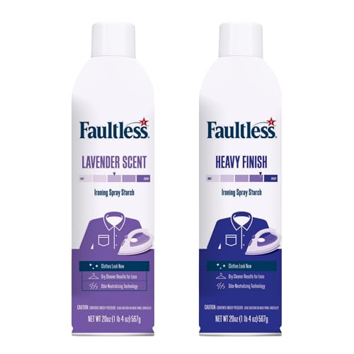 Image of Faultless Heavy & Lavender Ironing Spray Starch 567g (Pack of 2), Gives Stiff and Crisp Finish, Wrinkle-Free, Dry Cleaner Results at Home, Odor-Neutralizing, Easy Iron Aid, Imported from USA