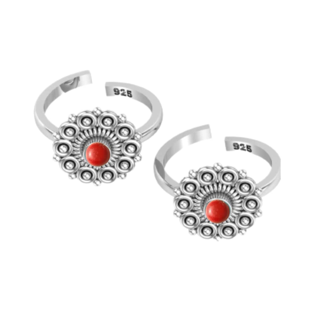 JSAJ 925 STERLING SILVER ORANGE STONE TOERING HANDMADE-picture-52