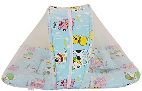 Image of Amardeep and Co Toddler Mattress with Mosquito and Insect Protection Net 70 * 40 cms (Brownie Blue)