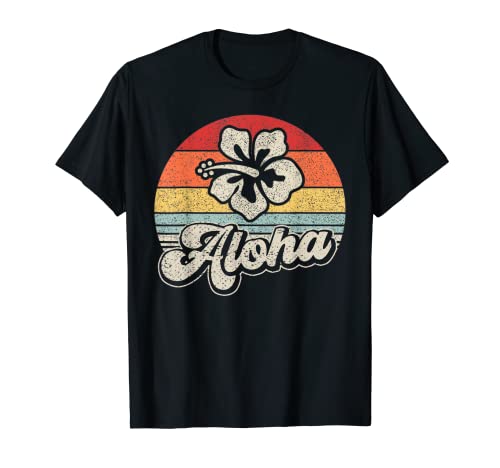 Aloha hawaii beach hawaiian island fiore luau party vintage maglietta