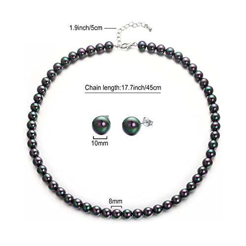 Collar de perlas sintéticas blancas y negras Aleasha para boda 5