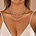 14K Gold Plated Chunky Chain Choker Necklaces for Women Gold Statement Graduated Link Paperclip Chain Punk Fashion Jewelry (Gold Silver Set)