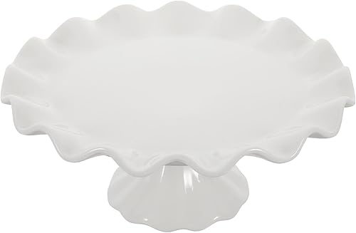 Zerodeko Soporte de cerámica para tartas, soporte de pastel de porcelana blanca, soportes para pasteles para fiesta de cumpleaños, soporte de pastel