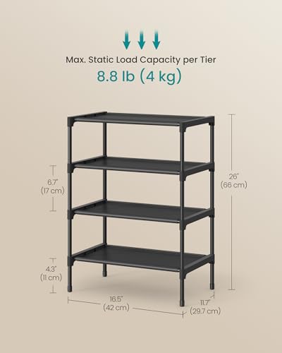 Image of SONGMICS Shoe Rack, Space-Saving, Entryway, Metal Frame | Space-Saving Shoe Storage Organizer, Non-Woven Fabric Shelves, ULSH014BH01