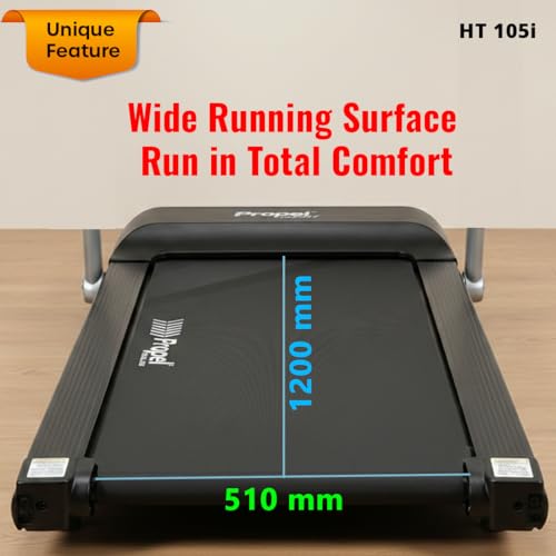 Image of Propel FitnessOne HT 105i Foldable Treadmill for Home | 5HP Peak Motor | 120kg Capacity | 1-12 km /h | Wide 1200x510mm Running Area | Bluetooth | FitShow App | LCD Display