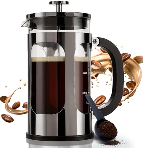 Comparison: Best French Press Solo 5 BAYKA French Press Coffee Maker, Large 304 Stainless Steel Coffee Press, Cold Brew Heat Resistant Thickened Borosilicate Coffee Pot for Camping Travel Gifts, 34 Ounce, Dark Pewter