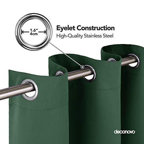 Deconovo Green Curtains Thermal Insulated Eyelet Blackout Curtains for Bedroom 66 x 72 Inch Forest Green Two Panels - Image 4