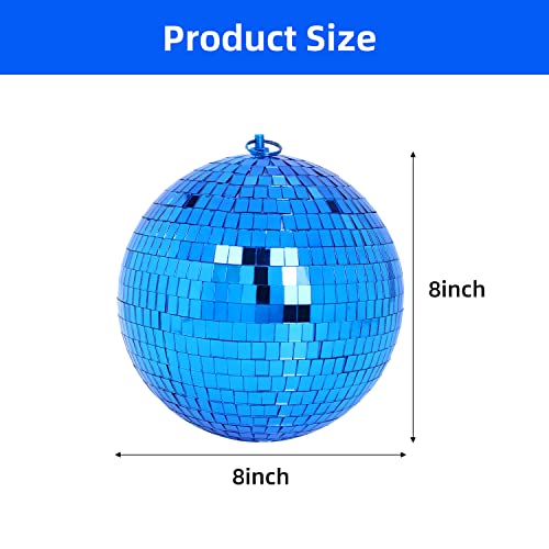 Mirror Ball, 8 inch Reflective Light Dance Disco Balls with Hanging Ring for DJ Club Party,Home Decoration, Family Gathering Live Stage (8 inch, Blue) - Thumbnail 3