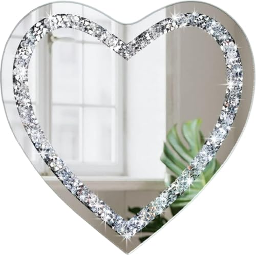 Boncy® Herzspiegel mit Diamanten 30x30cm - Wandspiegel - Herzform Spiegel...