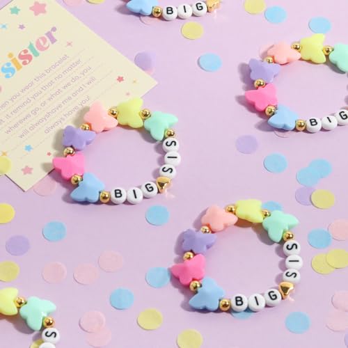 Big Sister Bracelets, Heart Charm Beads Stackable Bracelet Surfer Stretch Accessories Jewelry Gift for Big Sis2