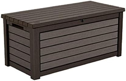 Keter 165 Gallon Weather Resistant Resin Deck Storage Container Box Outdoor Patio Garden Furniture, Brown