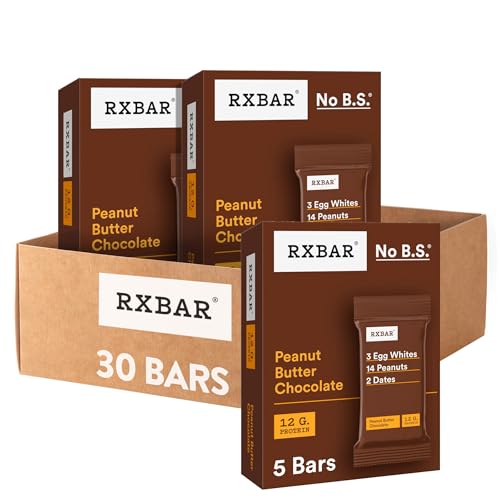 Image of RXBAR Protein Bars, 12g Protein, Gluten Free Snacks, Peanut Butter Chocolate (6 Boxes, 30 Bars)