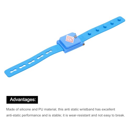 Image of MECCANIXITY Anti Static Wrist Strap, ESD Silicone Adjustable Antistatic Bracelet Cordless for Computer Electronics Repair Blue