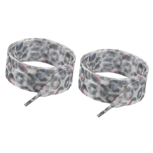 [Worpo] 2.5cm Wide Leopards Print Shoelaces Wide Flat Shoe Lace Anti Slip Polyester Fabric Sneakers Lace for Adult Teen Footwear
