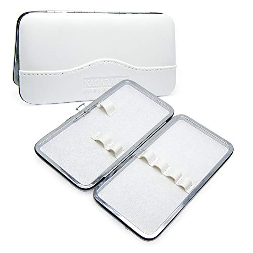 NAGARAKU Tweezers Case Professional for Eyelash Extensions Empty PU Scissors Lash Brushes and Tweezers Set Storage Bag White
