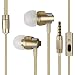 KingYou In-Ear Headphones (Earphones Earbuds Headset) with Microphone and Remote, Noise Isolating Heavy Deep Base for iPhone iPod iPad MP3 Players Tablet PC (Gold)