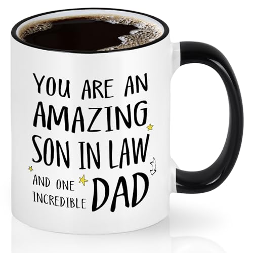 YHRJWN Fathers Day Gift for Son in Law, You Are An Amazing Son in Law Mug，Father's Day Birthday Christmas Gift from Mother & Father in Law, 11 Oz