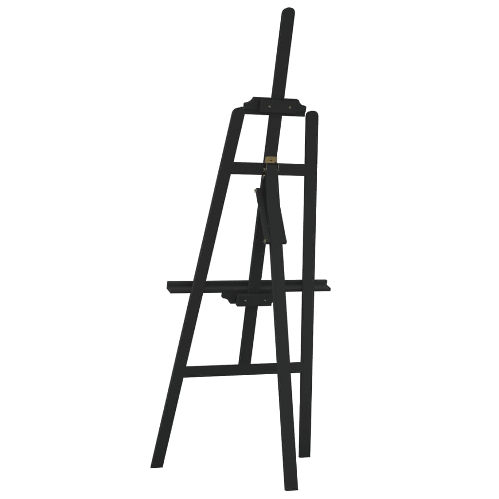 Caballete de madera maciza de pino, altura regulable hasta 107 cm, diseño triangular para lienzos, estable y plegable, color negro
