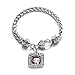 Inspired Silver - Betty Boop Braided Bracelet for Women - Silver Square Charm Bracelet with Cubic Zirconia Jewelry