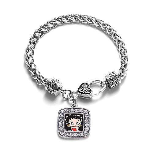 Inspired Silver - Silver Square Charm Bracelet with Cubic Zirconia Jewelry