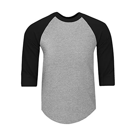 Fitscloth Men’s Baseball Raglan Shirt – Classic 3/4 Sleeve Casual Cotton Tee Top Sport Active Athletic Jersey Tshirt Regular Big RA0502 H.Grey/BLK 1X Cover