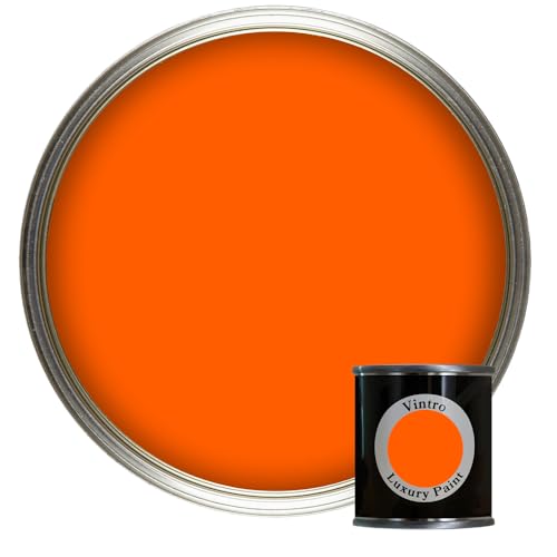 Vintro Paint | Luxury Matt Emulsion | Smooth Chalky Finish | Multi Surface Paint | for Walls, Ceilings, Wood and Metal | 125ml (Orange - Pumpkin)