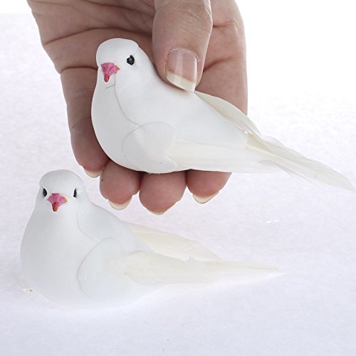Factory Direct Craft Group of 12 White Sweet Artificial Mushroom Dove Birds