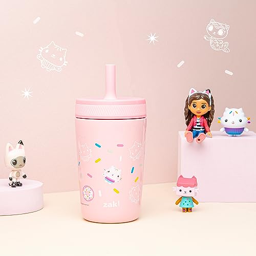 Image of Zak Designs DreamWorks Gabby's Dollhouse Kelso Toddler Cups For Travel or At Home, 12oz Vacuum Insulated Stainless Steel Sippy Cup With Leak-Proof Design is Perfect For Kids (Cakey Cat)