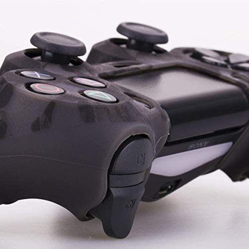 Yorha Water Transfer Printing Skull Silicone Cover Skin Case For Sony Ps4/Slim/Pro Dualshock 4 Controller X 1(Grey) With Pro Thumb Grips X 8 #TOP5