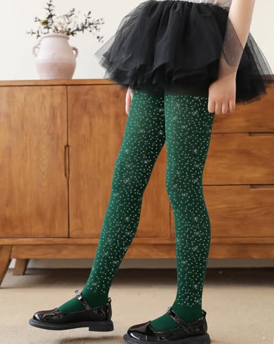 Image of VINICUNCA Girls Sparkle Rhinestone Tights Ultra-Soft Footed Dance Stockings Cospaly Accessories