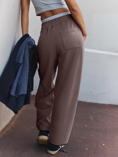 LASLULU Womens Baggy Wide Leg Sweatpants Casual Elastic High Waisted Palazzo Harem Pants with Pockets4