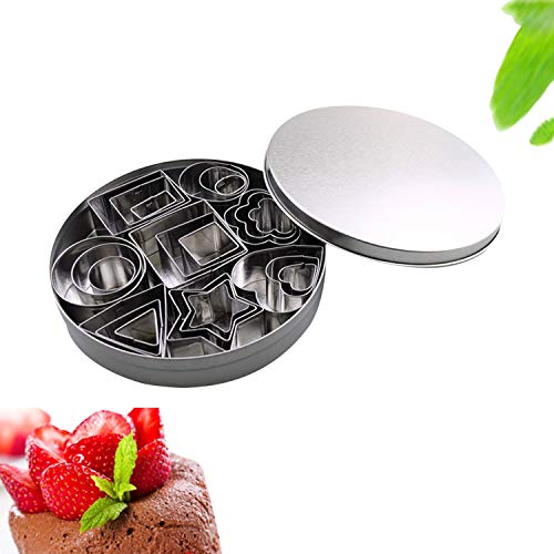 Cortadores de Galletas, Mini Cortador de Galletas de 24 Piezas con Caja Pequeños Cortadores de Verduras de Acero Inoxidable para Niños, Juego Geométrico para Cortador de, de Frutas