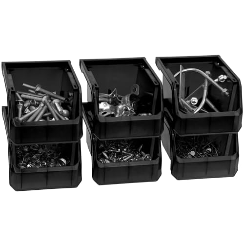 Image of ReadySpace Plastic Containers for Organizing and Storage Bins for Drawers, Desks, Office Organization, and Garage, Stackable Bins, Extra-Small (3 inch x 5 inch x 4 inch), 12-Pack, Black