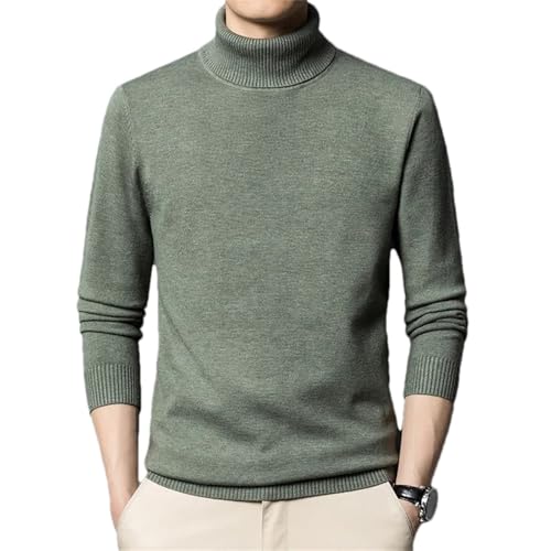 Men's Winter Turtleneck Sweater - Solid Color Knit Tight Warm Casual Bottom Pullover Top