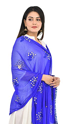 Image of YOUTHQUAKE Heavy Embroidered Work Chiffon Dupatta for Womens & Girls With Fancy Lace
