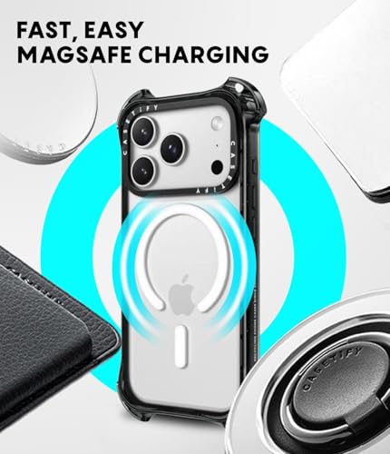 Coque iPhone 17 Pro CASETiFY Bounce noire transparente compatible MagSafe
