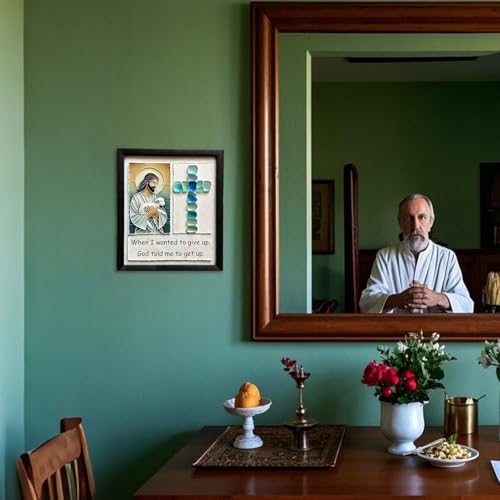 Arte de pared cristiana de vidrio marino enmarcado y decoración de hogar 6