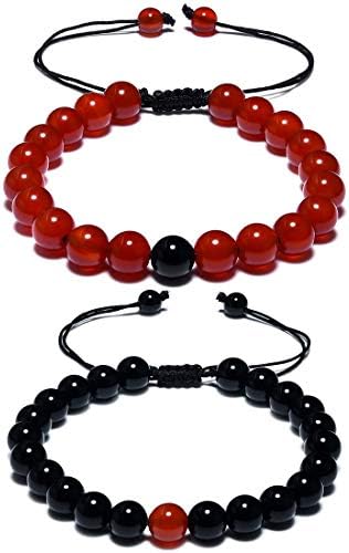 Cat Eye Jewels Matching Bracelets Long Distance Couple Bracelets His and Her Friendship 8mm Semi-Precious Stone Onyx Aquamarine Beads Bracelet for Men Women C013