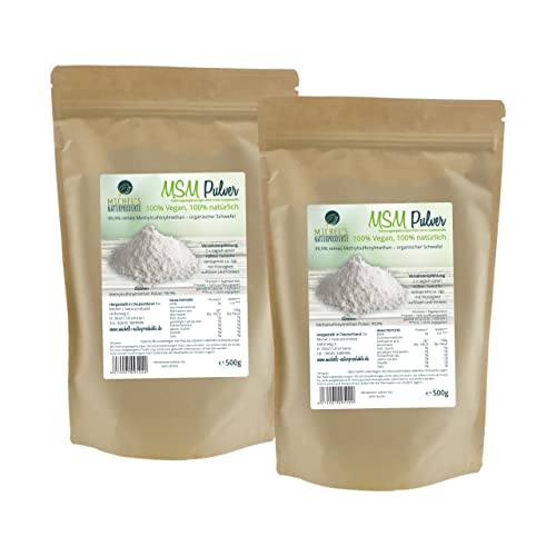 Michel´s Naturprodukte - MSM Pulver, 1KG (2x500g), 99,9% Reines Methylsulfonylmethan, Ohne Zusatzstoffe - Ohne Gentechnik - Vegan, Organischer Schwefel Cover
