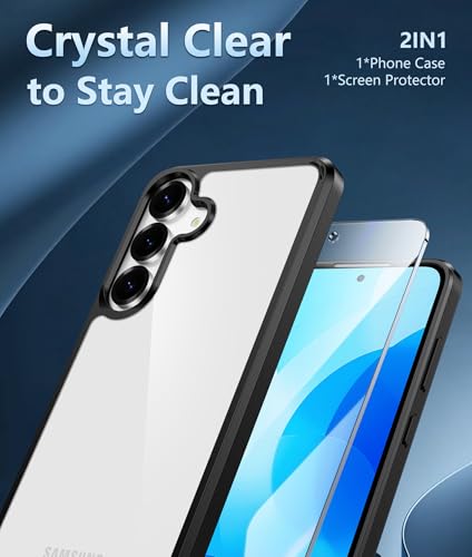 Image of FNTCASE for Samsung Galaxy S25-FE Case: for Samsung Galaxy S25 FE Clear Military Grade Drop Protection Anti Yellowing Cell Phone Cover - Rugged Shockproof Protective Bumper Transparent Phonecase