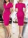 VFSHOW Womens 2024 Elegant Classy Vintage 40s 50s Business Casual Office Professional Sheath Pencil Dresses Puff Sleeve V Neck Slim Fitted Bodycon Dress (Hot Pink, X-Small) 11208 HPIK XS